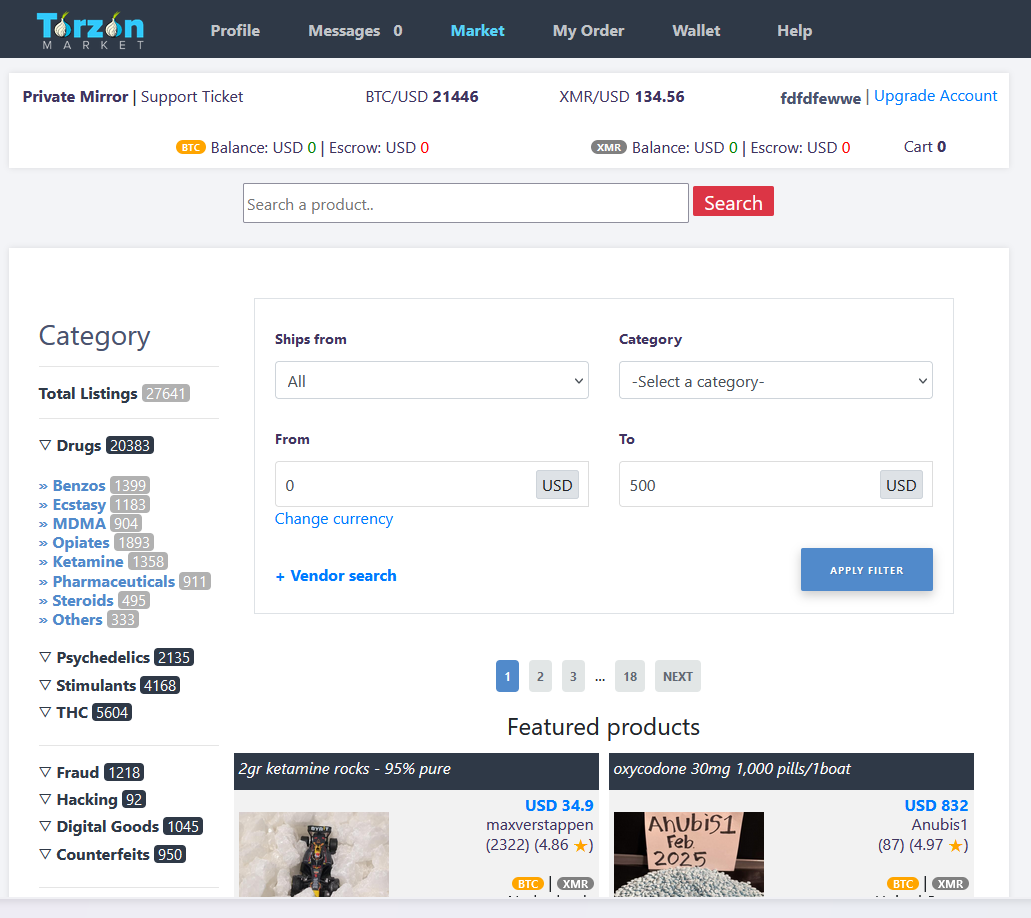 Customer support for Torzon Market